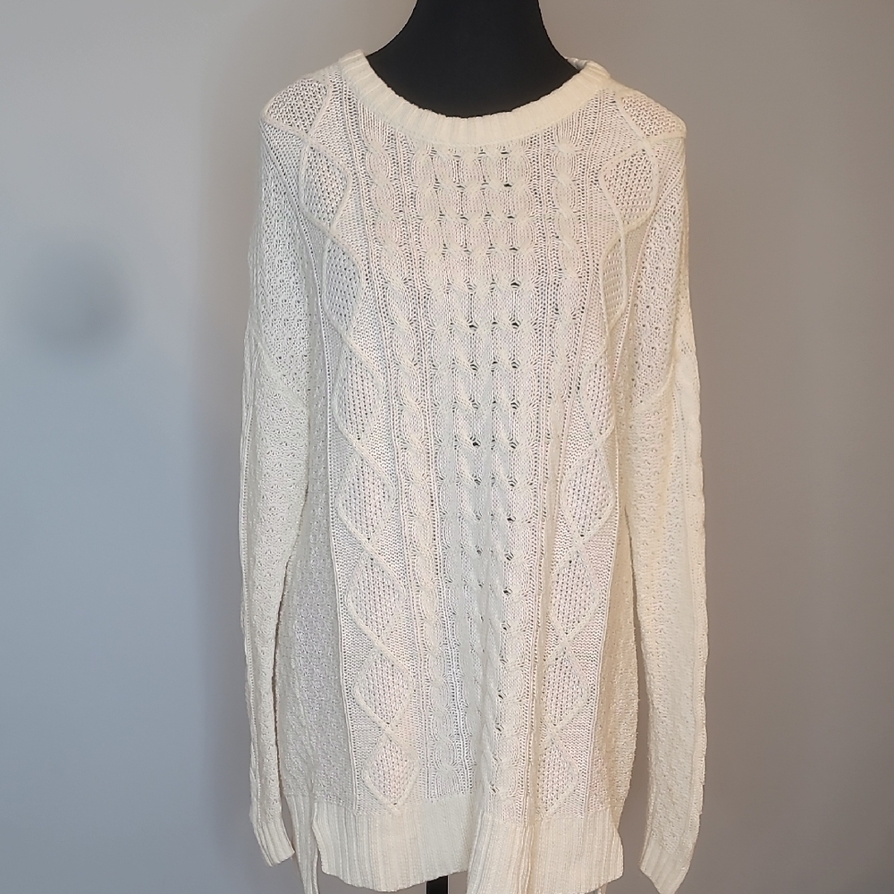 BDG Cream Cable Knit Crew Neck Sweater